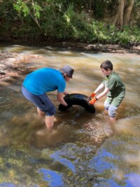 A.E. Rosenthal and Everett, Feldman who worked really hard to get that tire out of the water!